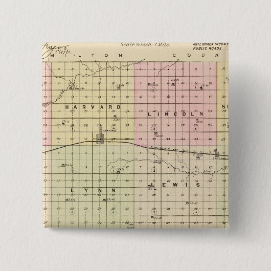 Clay County, Nebraska Vierkante Button 5,1 Cm (Voorkant)