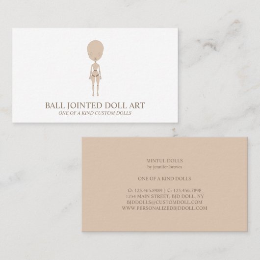 Clay Doll Maker Artist Bjd Ooak Visitekaartje (Voorkant / Achterkant)