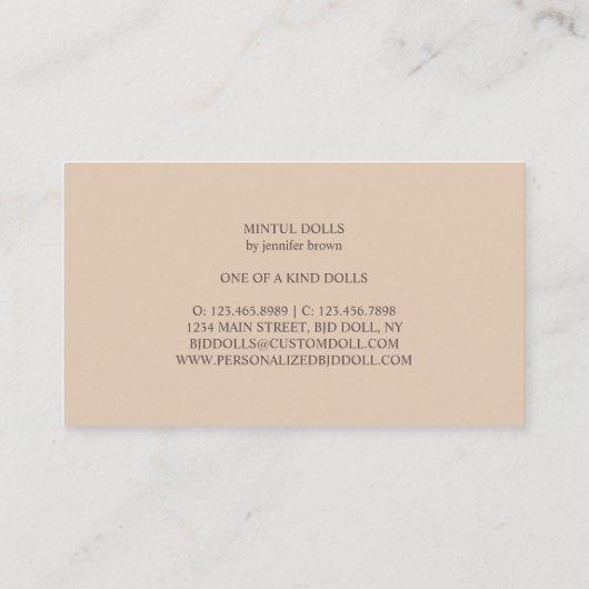 Clay Doll Maker Artist Mannequin Mode Visitekaartje (Achterkant)