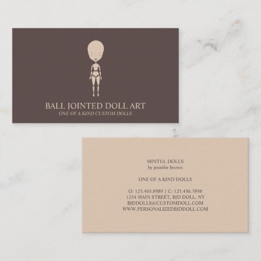 Clay Doll Maker Artist Mannequin Mode Visitekaartje (Voorkant / Achterkant)