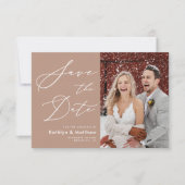 Clay Elegant Script Modern Photo Simple Wedding Save The Date (Voorkant)