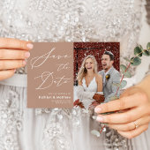 Clay Elegant Script Modern Photo Simple Wedding Save The Date