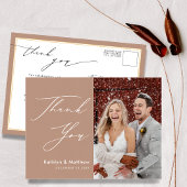 Clay Elegant Script Modern Photo Wedding Hartelijk Briefkaart