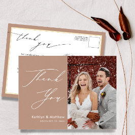 Clay Elegant Script Modern Photo Wedding Hartelijk Briefkaart