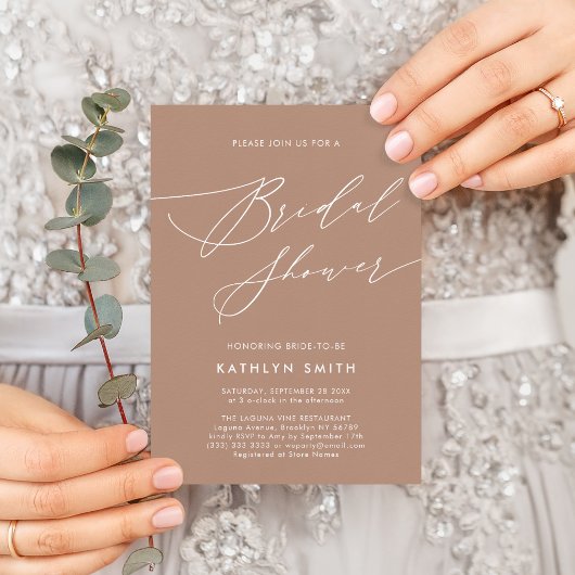 Clay Elegant Script Modern Simple Vrijgezellenfees Uitnodiging Briefkaart