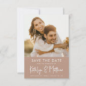 Clay Fun Script Modern Photo Minimalist Wedding Save The Date (Voorkant)