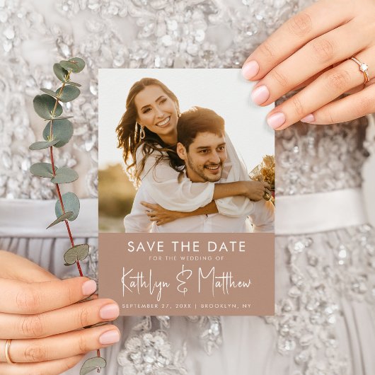 Clay Fun Script Modern Photo Minimalist Wedding Save The Date