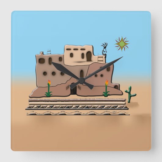 Clay House Vierkante Klok (Voorkant)