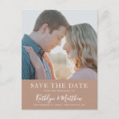 Clay Modern Typography Minimalist Photo Wedding Aankondigingskaart (Voorkant)