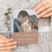 Clay Modern Typography Minimalist Photo Wedding Aankondigingskaart