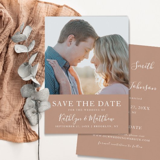 Clay Modern Typography Minimalist Photo Wedding Save The Date