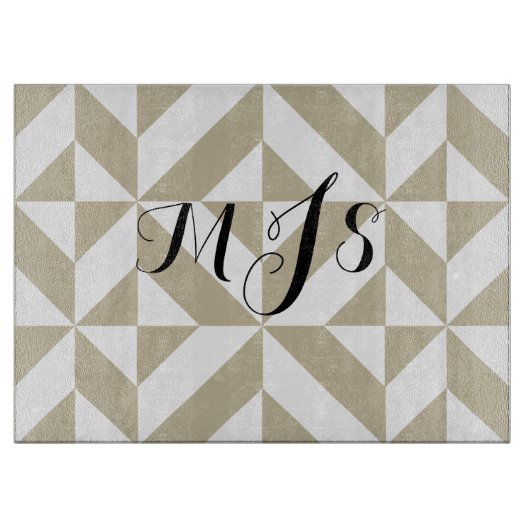 Clay Monogram Geometrische deco cube Patroon Snijplank (Voorkant)