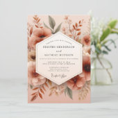Clay Muted Botanical Wedding Kaart (Staand voorkant)