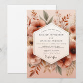 Clay Muted Botanical Wedding Kaart (Voorkant / Achterkant)