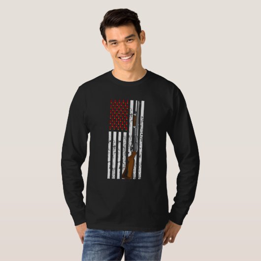 Clay Pigeon Shooting Usa Vlag Shotgun Cartridge Fl T-shirt (Voorkant volledig)