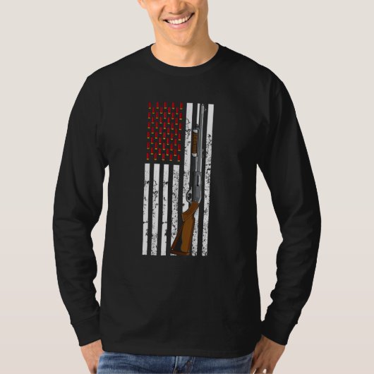 Clay Pigeon Shooting Usa Vlag Shotgun Cartridge Fl T-shirt (Voorkant)