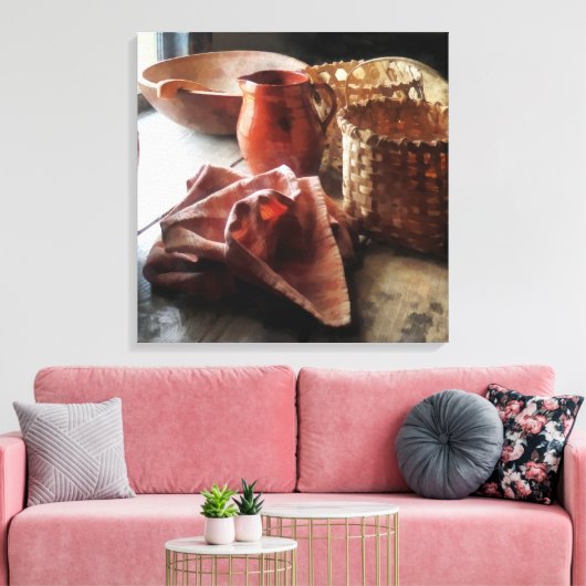 Clay Pitchers Bowl en manden Canvas Afdruk (Insitu (Woonkamer))