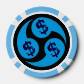 Clay Poker Chips, Blauwe Gestreepte Rand Pokerchips (Achterkant)