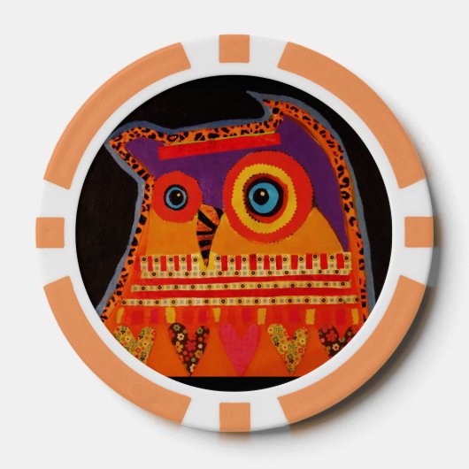 Clay Poker Chips/Sinaasappel Gestreept met Cool Ow Pokerchips (Voorkant)