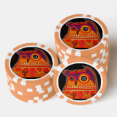 Clay Poker Chips/Sinaasappel Gestreept met Cool Ow Pokerchips (Opstapeling)
