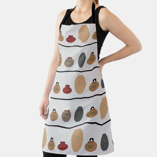 Clay Pots Allover Print Apron Schort (Insitu)