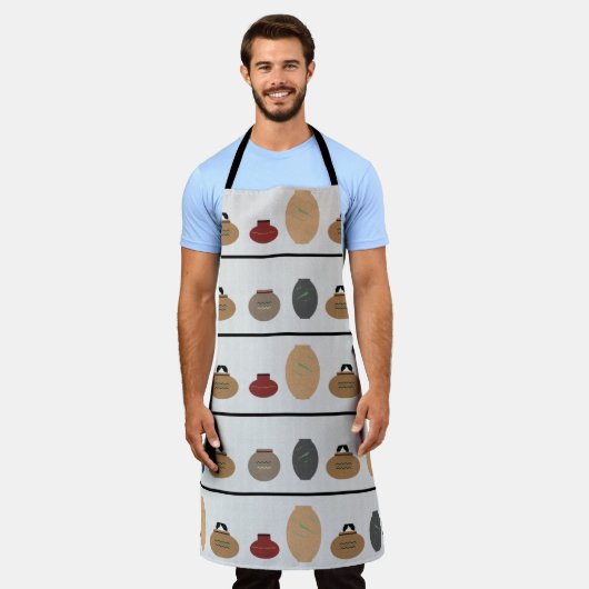 Clay Pots Allover Print Apron Schort (Gedragen)