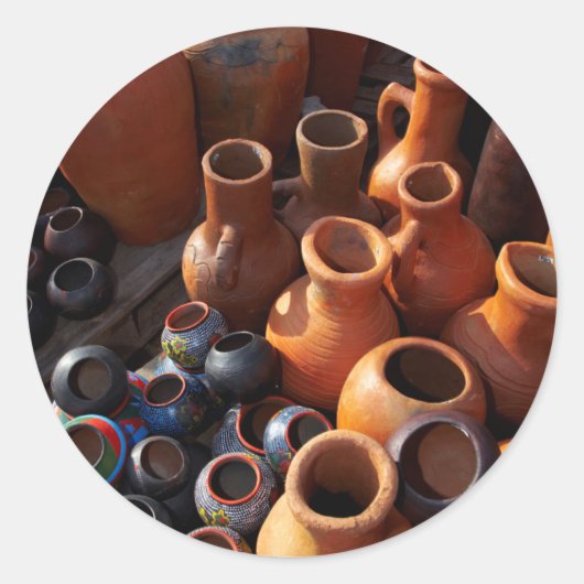 Clay Pots, Hazyview, Mpumalanga, Zuid-Afrika Ronde Sticker (Voorkant)