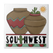 Clay Pottery, Cactus Planten, Chilis - Southwest Tegeltje (Voorkant)