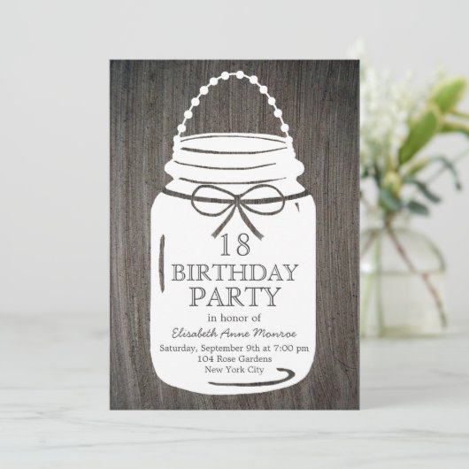 Clay Rustic Mason Jar 18th Birthday Kaart (Staand voorkant)