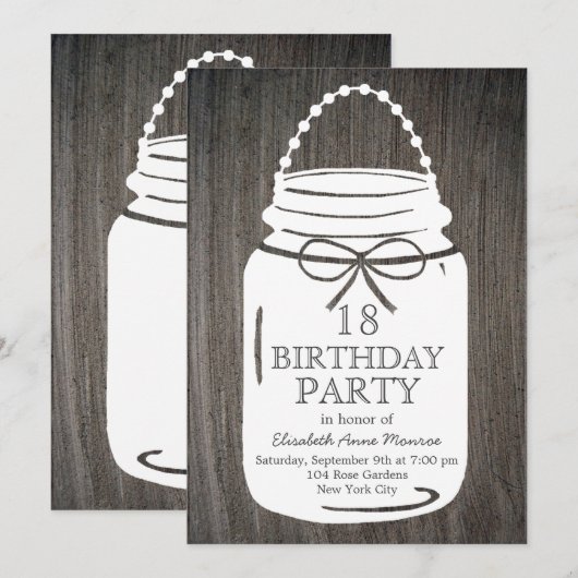 Clay Rustic Mason Jar 18th Birthday Kaart (Voorkant / Achterkant)