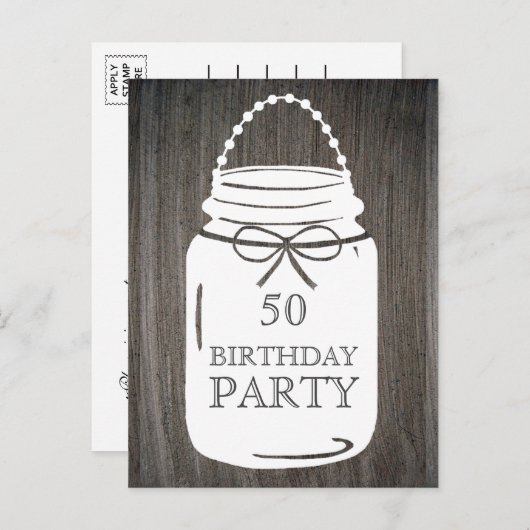 Clay Rustic Mason Jar Elk Leeftijd Verjaardagsfees Uitnodiging Briefkaart (Voorkant / Achterkant)
