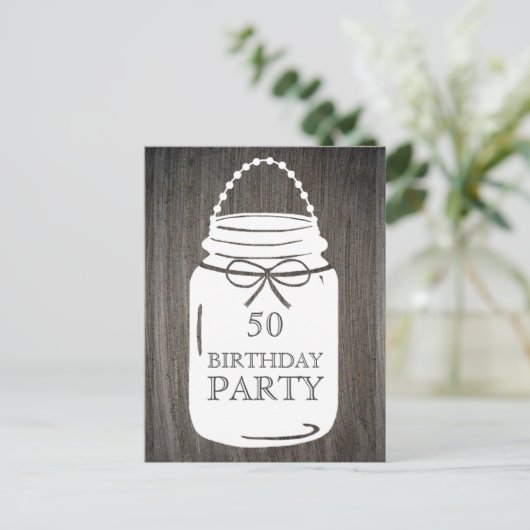 Clay Rustic Mason Jar Elk Leeftijd Verjaardagsfees Uitnodiging Briefkaart (Staand voorkant)