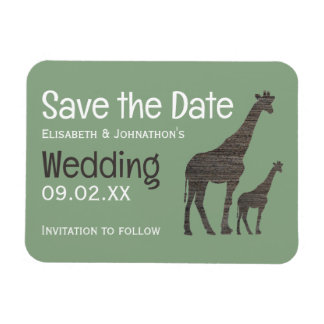 Clay Safari Giraffe, rustieke bruiloft Bewaar de d Magneet