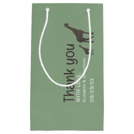 Clay Safari Giraffe, rustieke bruiloft dank u Klein Cadeauzakje (Voorkant)