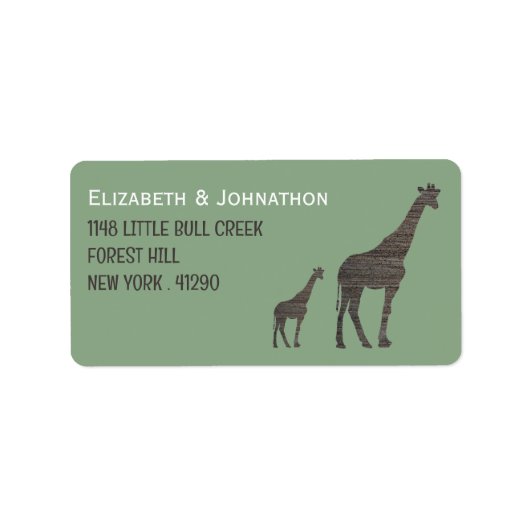 Clay Safari Giraffe, rustieke bruiloft Etiket (Voorkant)