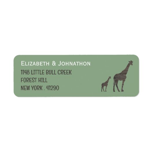 Clay Safari Giraffe, rustieke bruiloft Etiket (Voorkant)