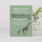 Clay Safari Giraffe, rustieke bruiloft Kaart (Staand voorkant)