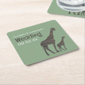 Clay Safari Giraffe, rustieke bruiloft Kartonnen Onderzetters (Schuin)