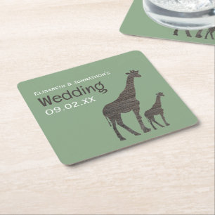 Clay Safari Giraffe, rustieke bruiloft Kartonnen Onderzetters