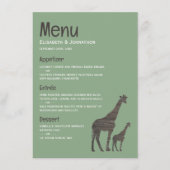 Clay Safari Giraffe, rustieke bruiloft Menu (Voorkant)