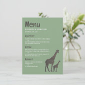 Clay Safari Giraffe, rustieke bruiloft Menu (Staand voorkant)