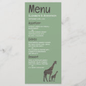 Clay Safari Giraffe, rustieke bruiloft Menu (Voorkant)