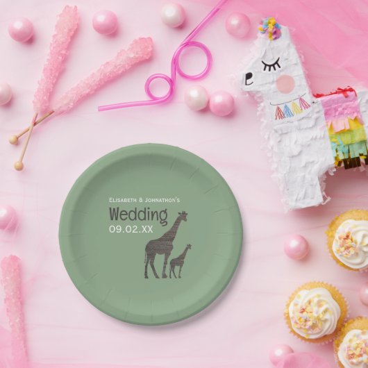 Clay Safari Giraffe, rustieke bruiloft Papieren Bordje (Feest)