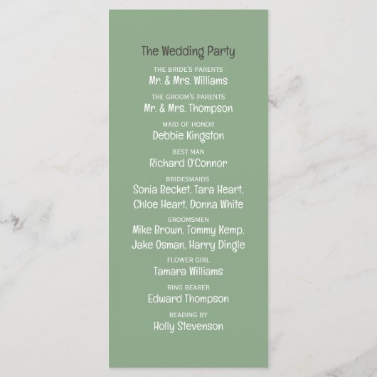 Clay Safari Giraffe, rustieke bruiloft Programmakaart (Achterkant)