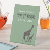 Clay Safari Giraffe, rustieke bruiloft Reclamebord Met Voetstuk (Insitu)