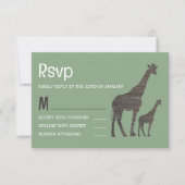 Clay Safari Giraffe, rustieke bruiloft RSVP Kaartje (Voorkant)