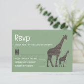 Clay Safari Giraffe, rustieke bruiloft RSVP Kaartje (Staand voorkant)