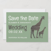 Clay Safari Giraffe, rustieke bruiloft Save The Date (Voorkant)