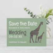 Clay Safari Giraffe, rustieke bruiloft Save The Date (Staand voorkant)