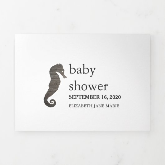 Clay Seahorse, Baby shower Suite Drieluik Uitnodiging (Cover)